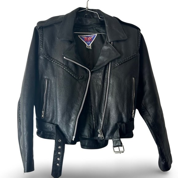 MOB Jackets & Blazers - Vintage MOB Women's Distressed Leather Motorcycle Biker Jacket